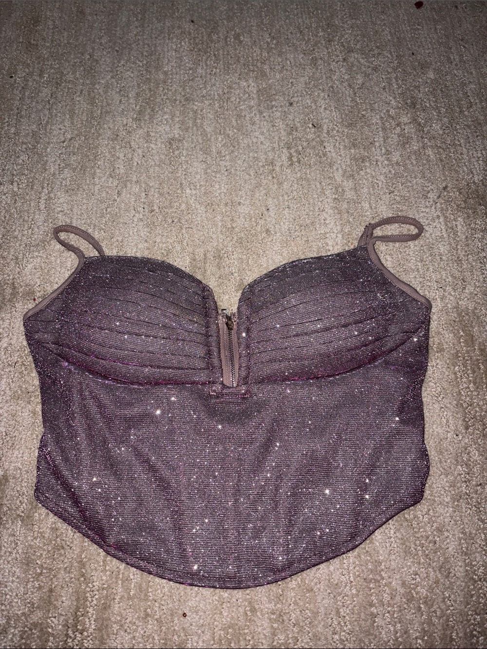 Sparkle Purple Shimmery Bustier Crop Top